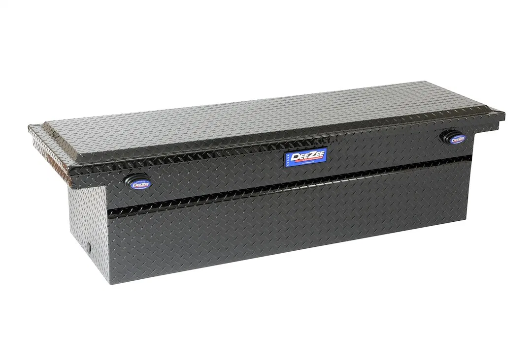 DZ9170LB – DEE ZEE Tool Box, Crossover Low Profile Single Lid Diamond Tread Black Gloss Powder Coated Aluminum 19-7/8...
